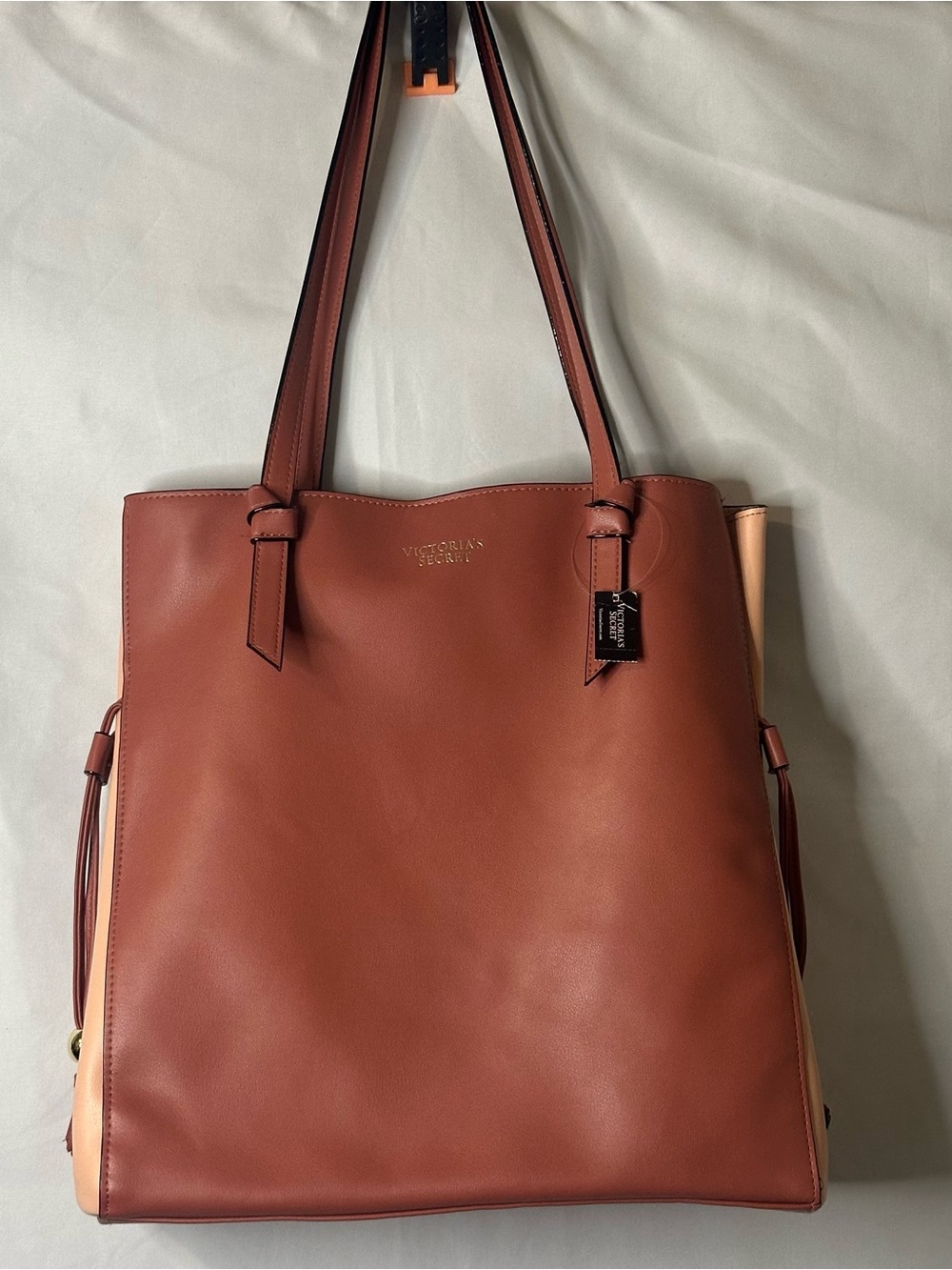 Victoria's Secret Color-Block Rust and Cream Two-Tone Tote